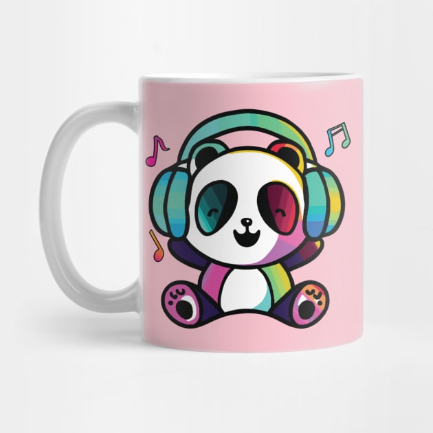 Happy Panda Bear with headphones by SPJE Illustration Photography